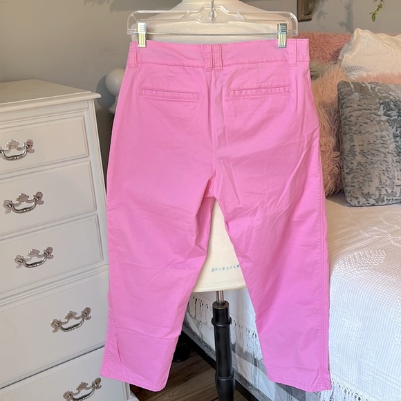 Crown & Ivy Pink Chino Pants Spring Summer Womens 8 Cotton Spandex Straight Leg - Picture 4 of 7